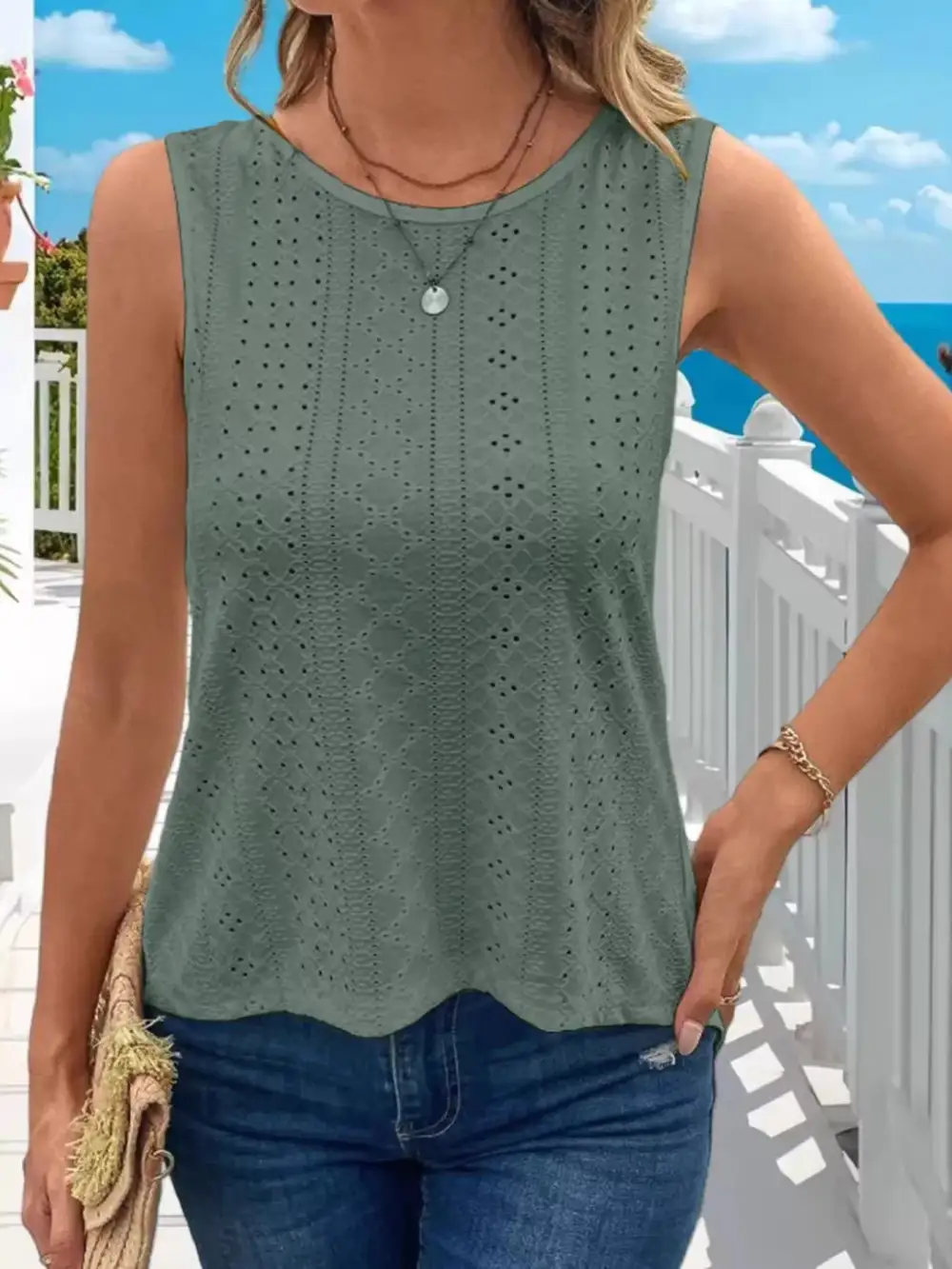 Hollow Out Knit Tank Top
