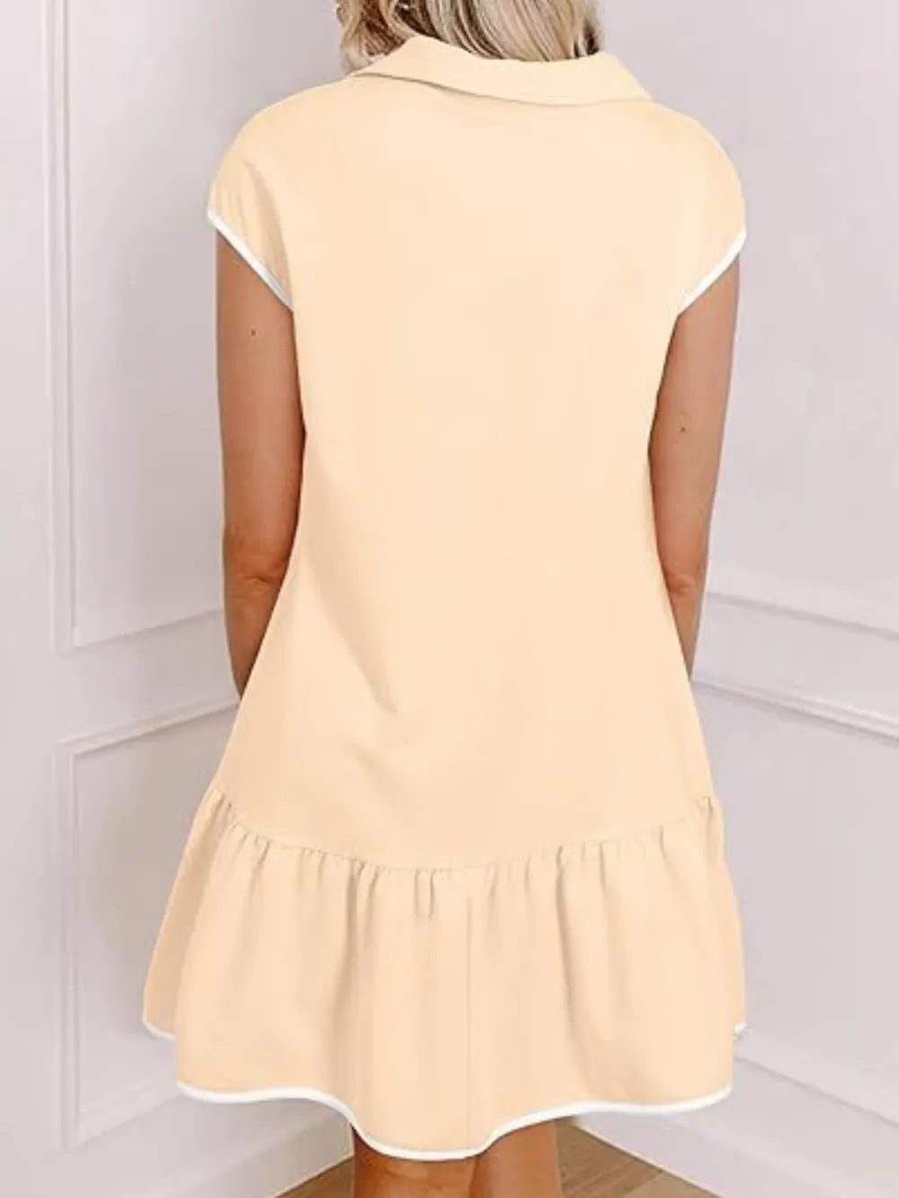 Zip Front Ruffle Dress Casual