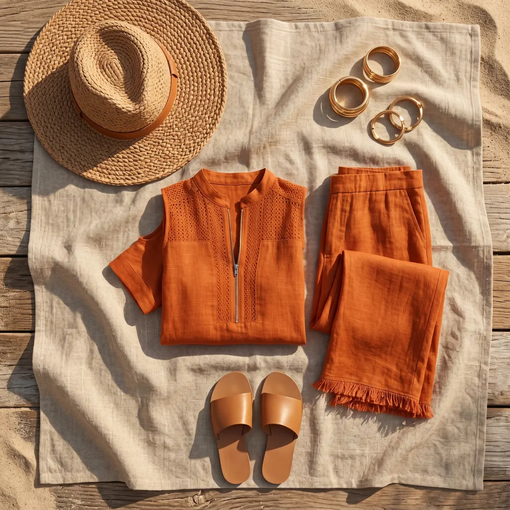 Crochet Linen Two Piece Set