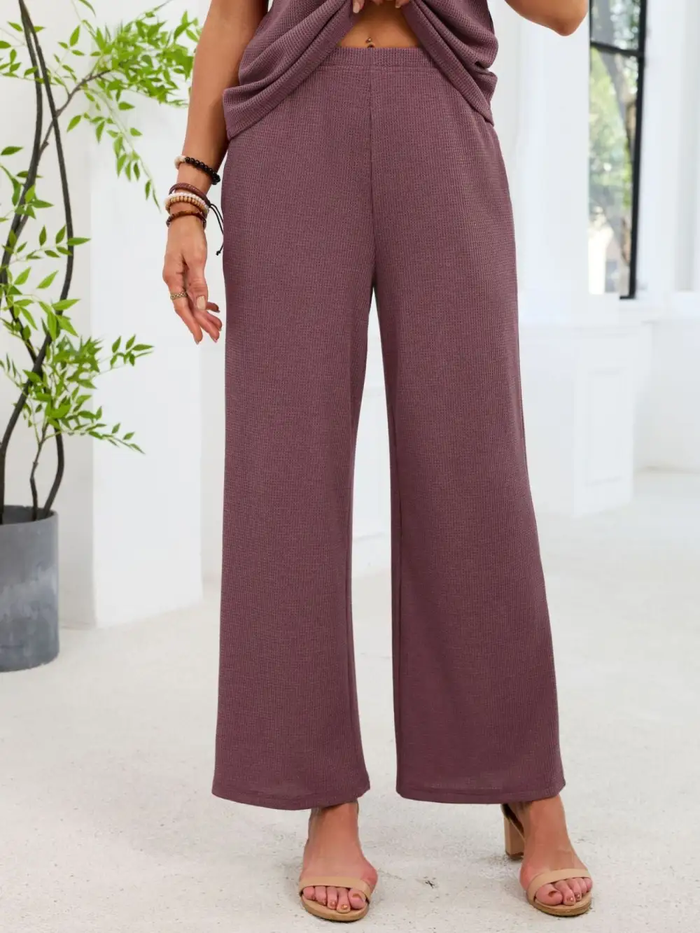 Lace Detail Short Sleeve Top and Pants Set
