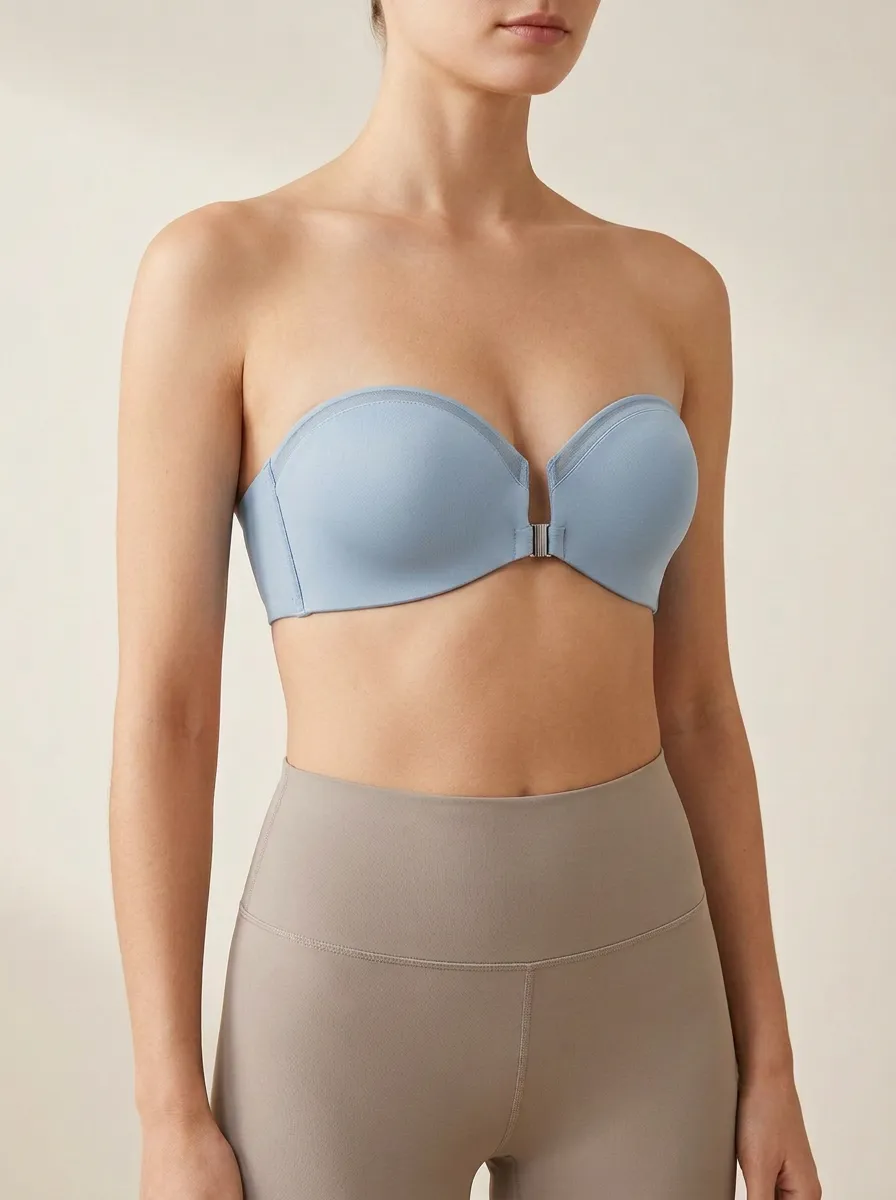 Women's Sheer-Mesh Front-Closure Strapless Bra