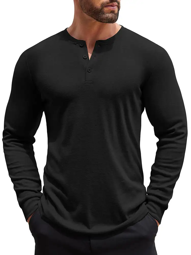 Fashion Lightweight Pullover Henley Shirt Hoodie