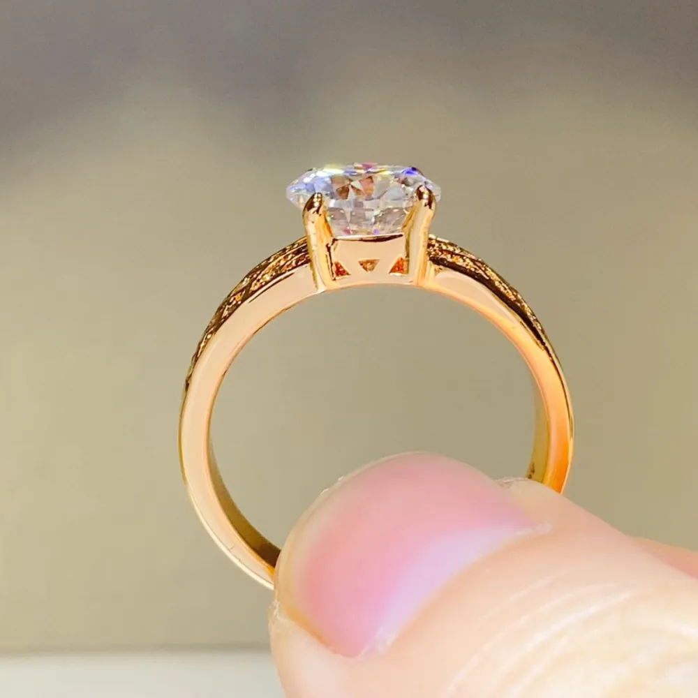 Gold-Plated Moissanite Zircon Ring