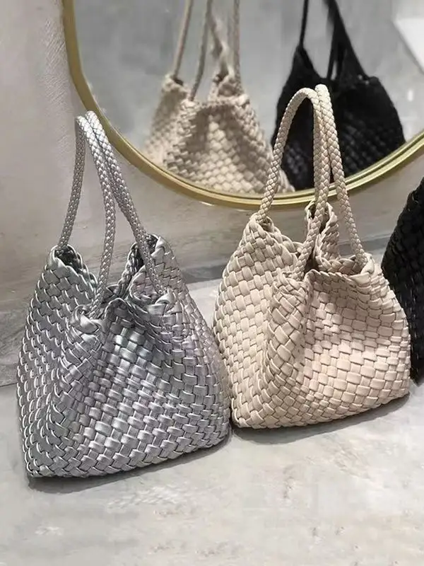 Polished Woven Shoulder Bag