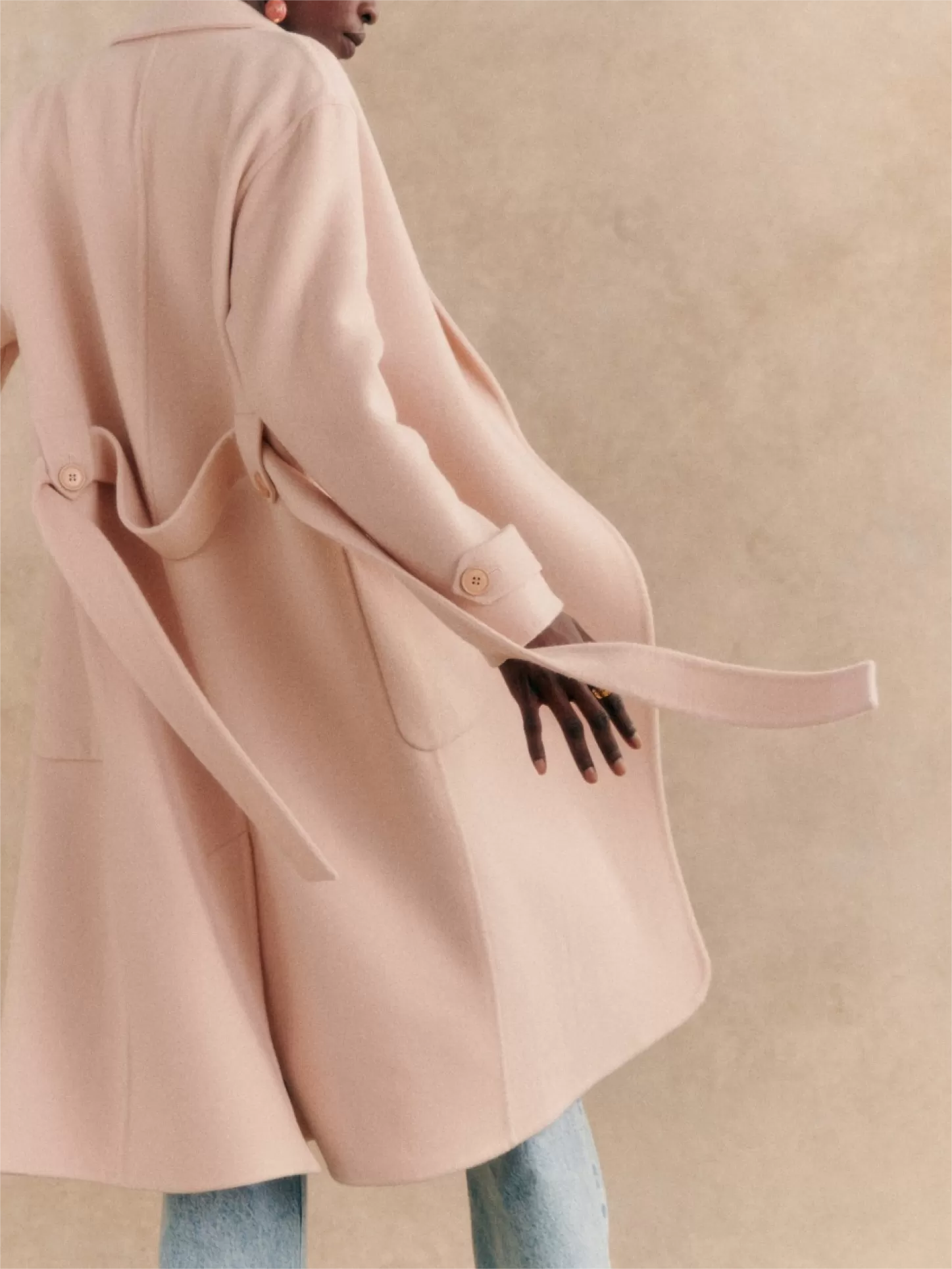 Light Pink Longline Wool Coat