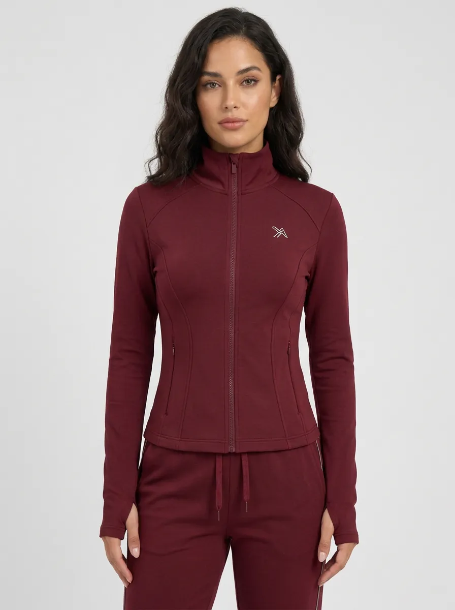 Women's Slate Blue Piping Zip-Up Jacket & Jogger Set