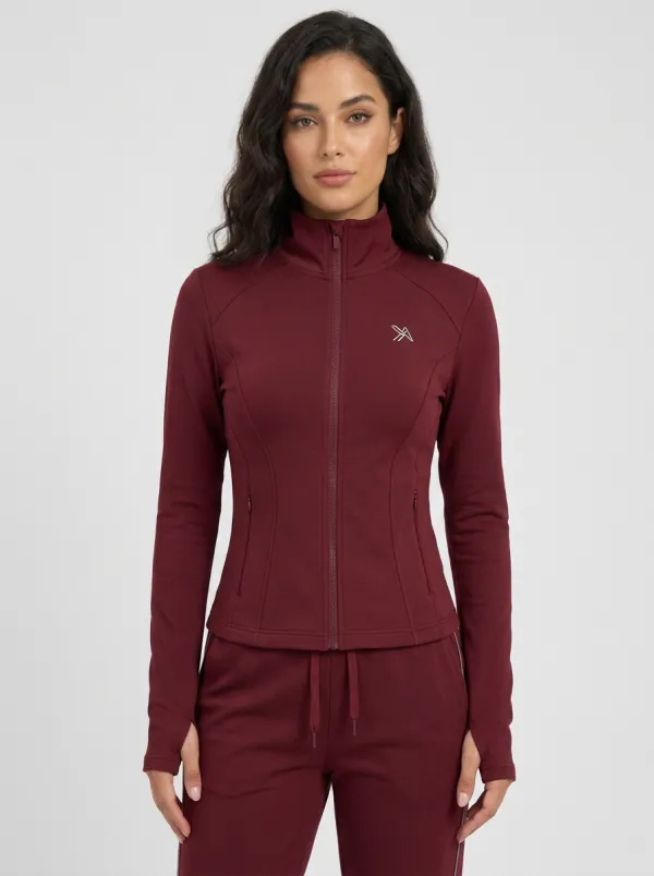 Women's Slate Blue Piping Zip-Up Jacket & Jogger Set