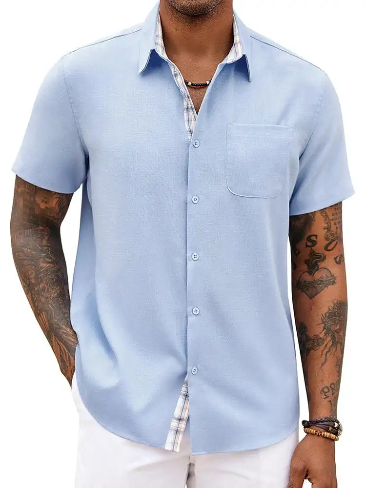 Casual Plaid Splicing Shirt
