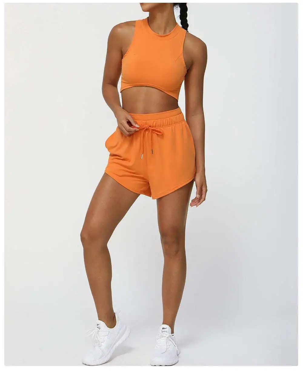 Quick-Dry Sleeveless Bra, Vest and Shorts Active Set