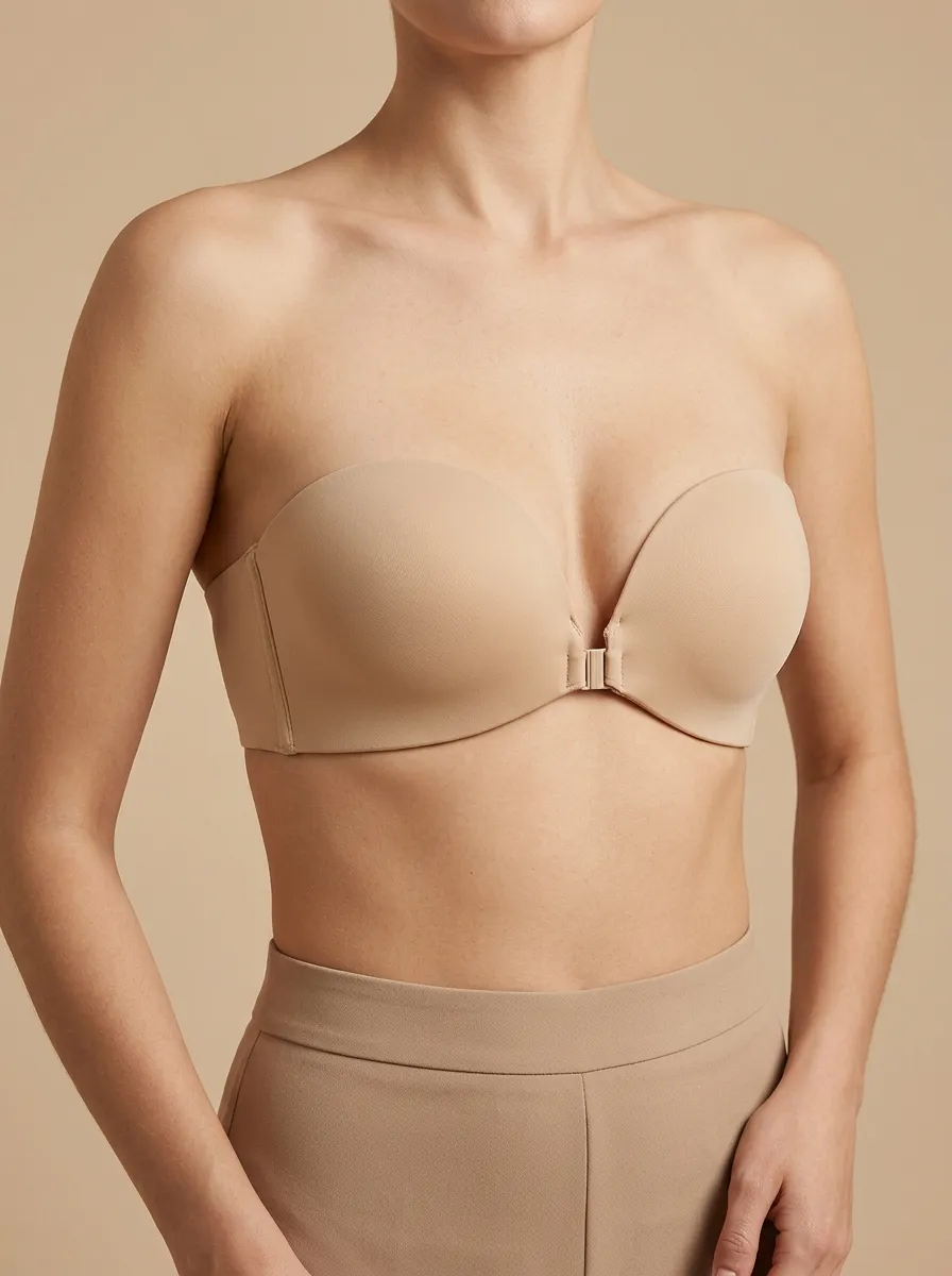 Women's Structured-Cup Molded-Cup Front-Closure Strapless Bra