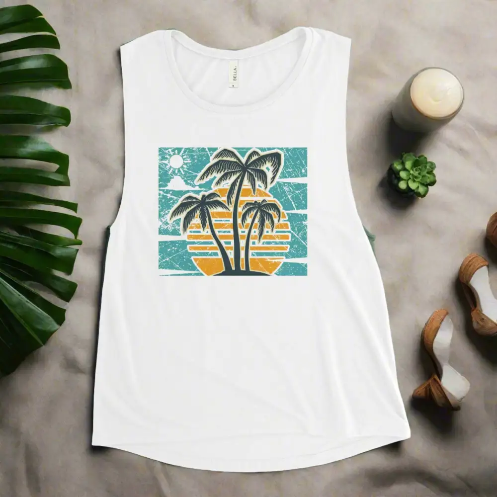 Ladies Muscle Tank Palms Tank Top