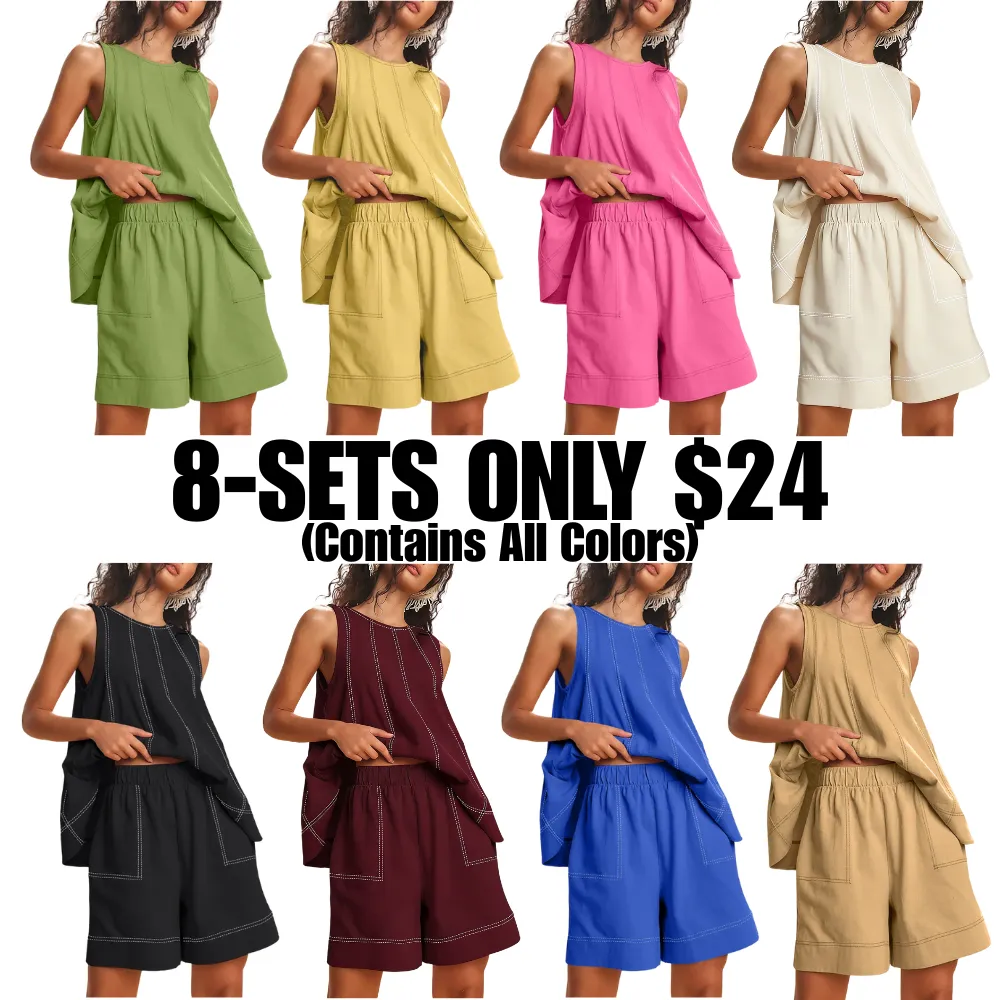 Women's 2 Piece Outfits Sleeveles Summer Matching Sets