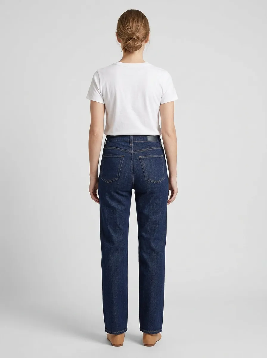 Weekend-Ready High-Rise Straight-Leg Washed Denim Jeans