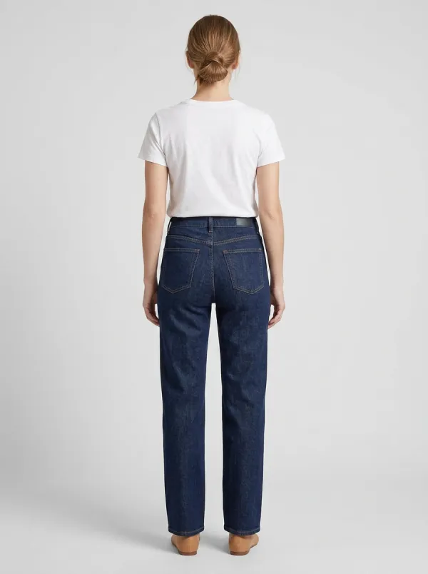 Weekend-Ready High-Rise Straight-Leg Washed Denim Jeans