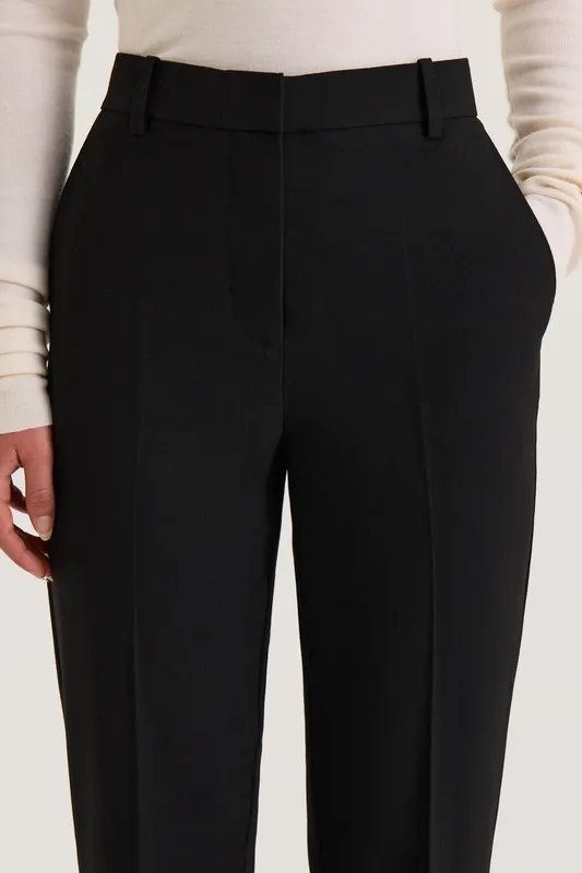 Black Petite Tailored Flare Trouser