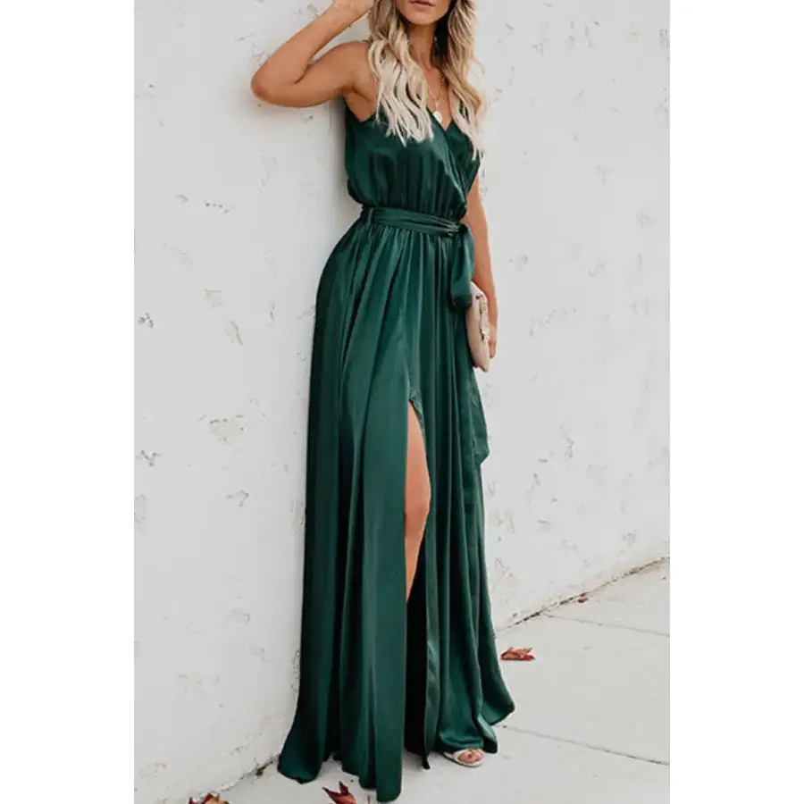 Surplice Tie Waist Maxi Dress