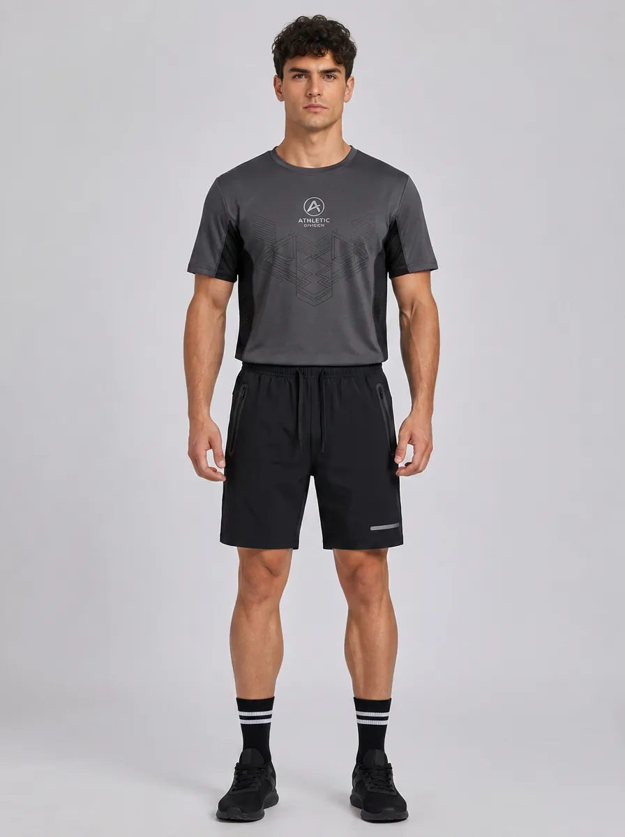 Men's Athletic Division Geometric Printed Sportswear Set