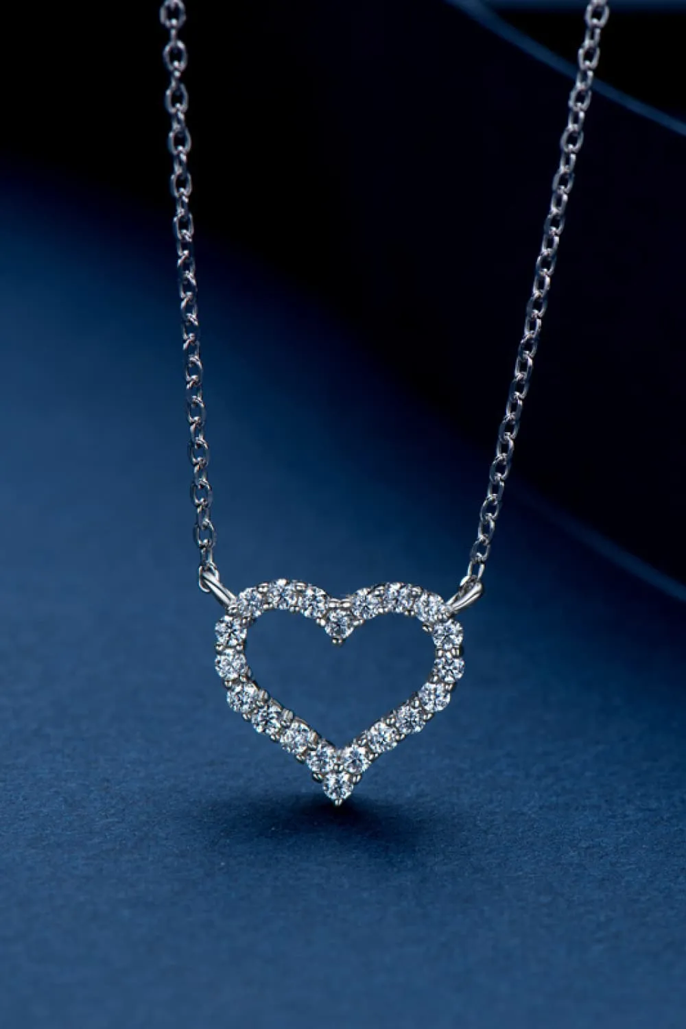 Moissanite Platinum Plated Heart Necklace