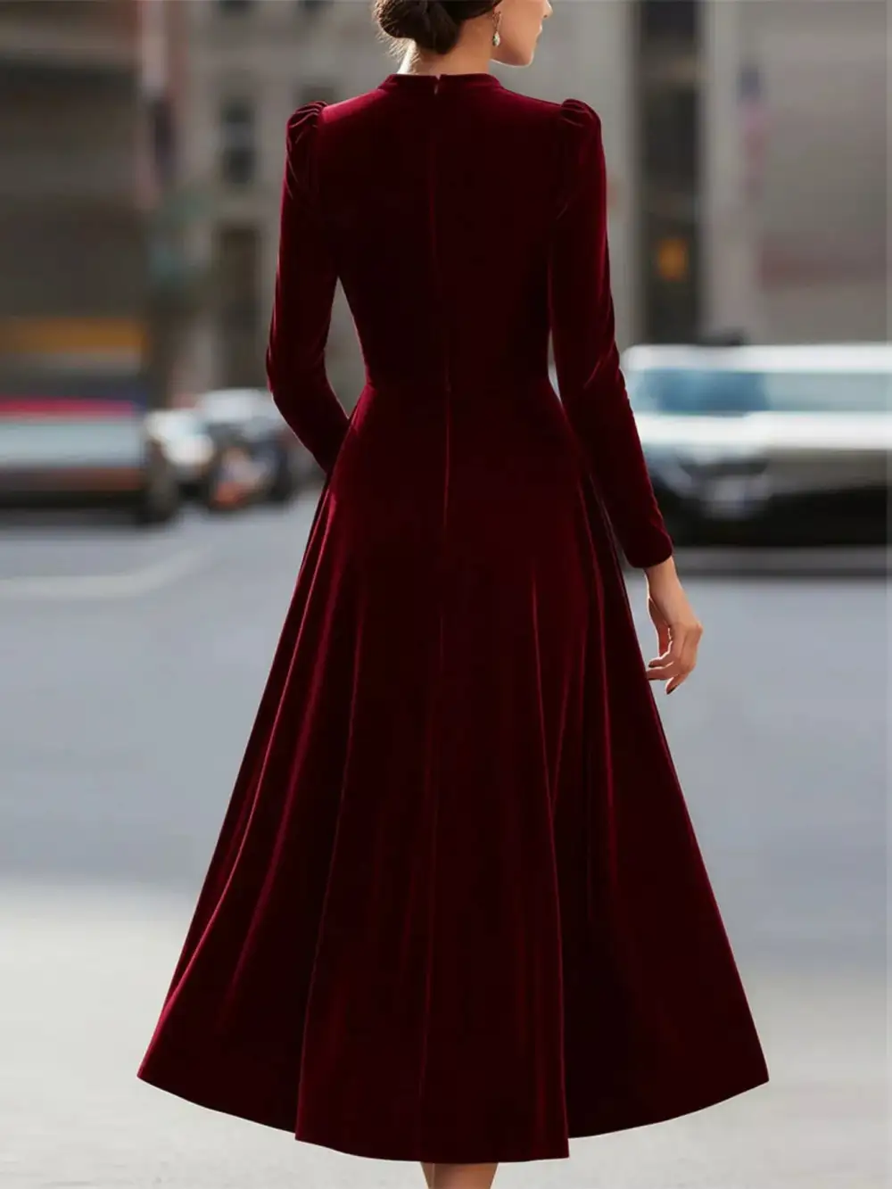 Velvet Long Sleeve Dress Casual