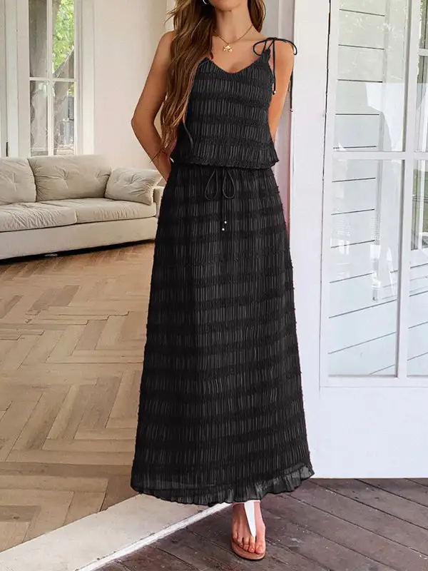 Tie Front Cropped Coordinated Set
