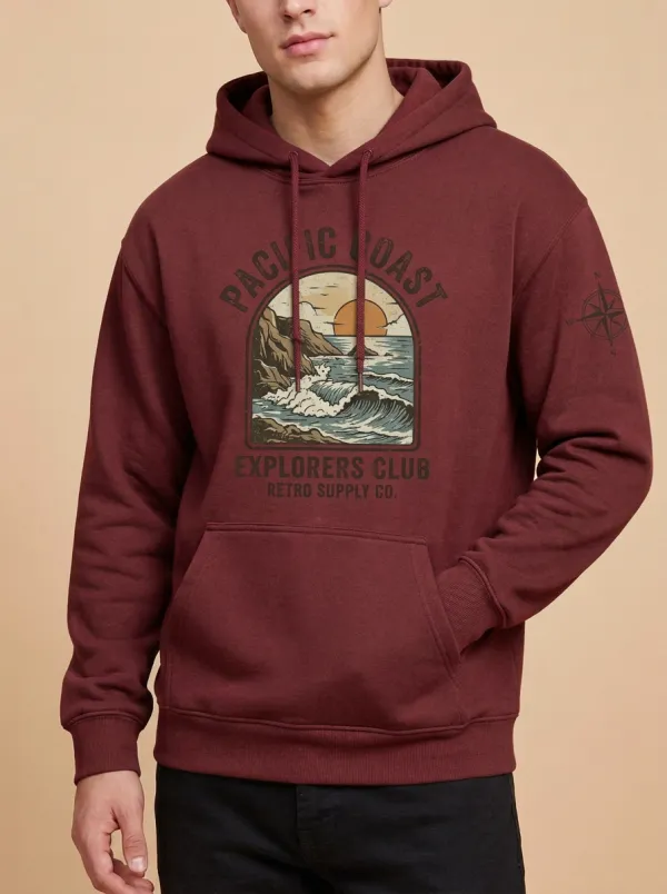 Men's Pacific Coast Explorer Ocean Sunset Graphic Hoodie