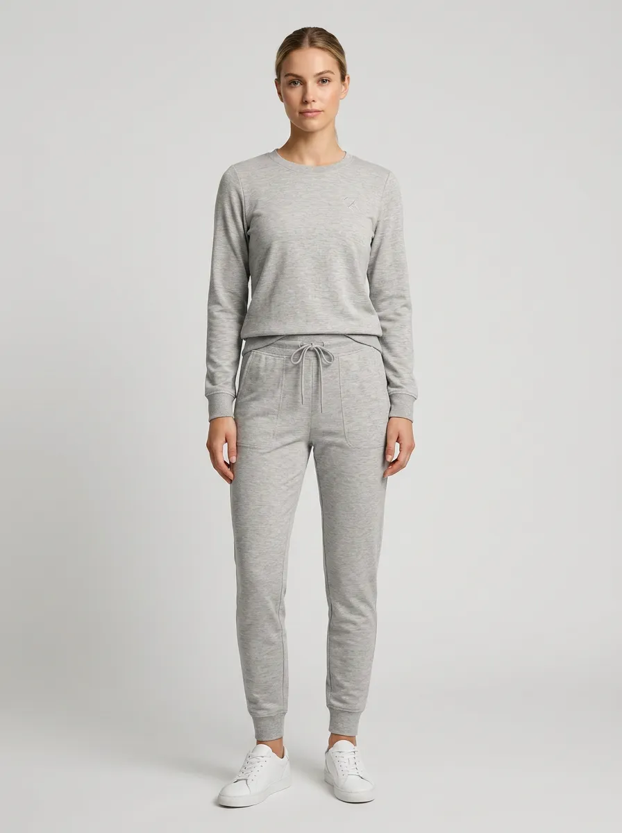 Women's Casual Loungewear Grey Solid Color Printed Lounge Set