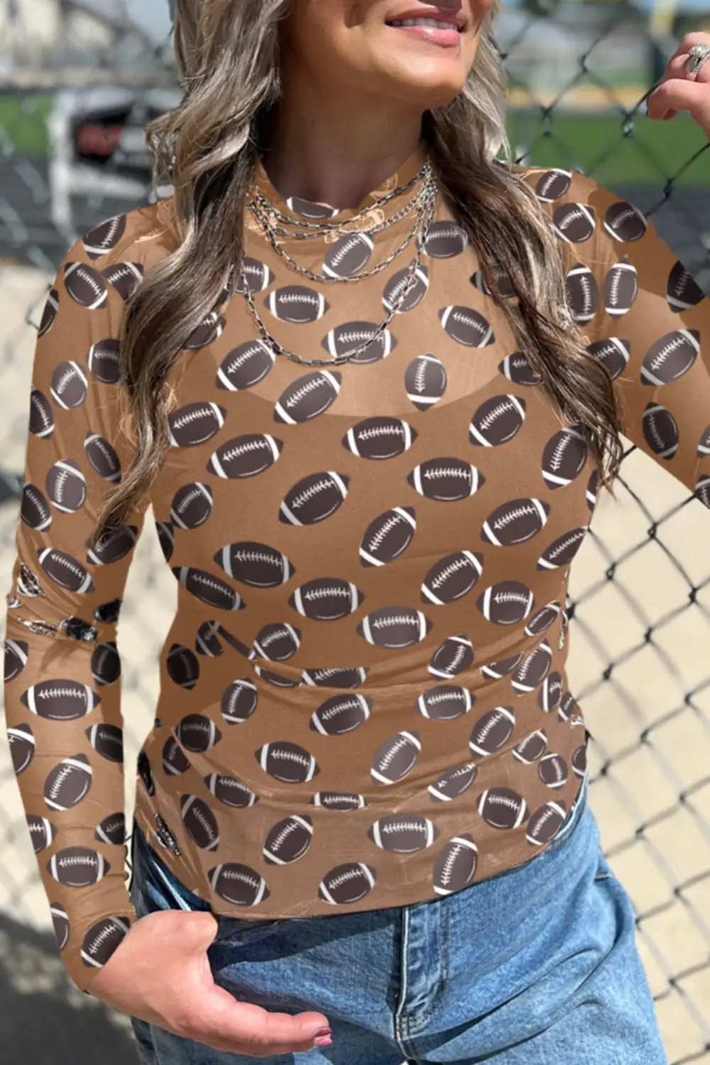 Mesh Sheer Long Sleeve Top