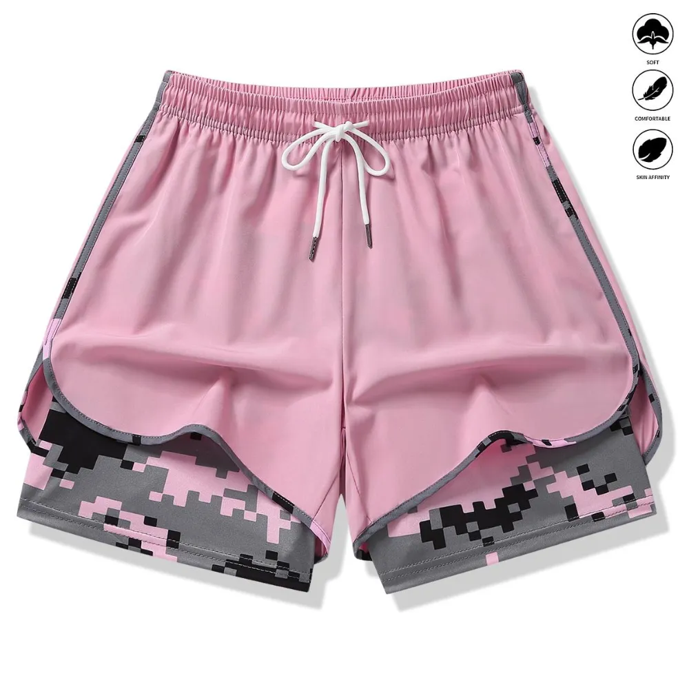 2-in-1 High Waist Athletic Shorts – Quick-Dry Summer Activewear