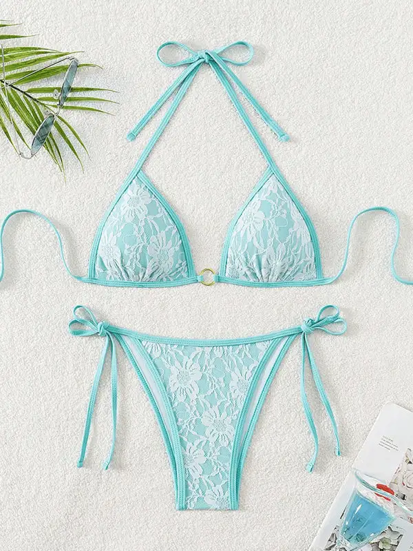 Backless Lace Bikini Swim Set