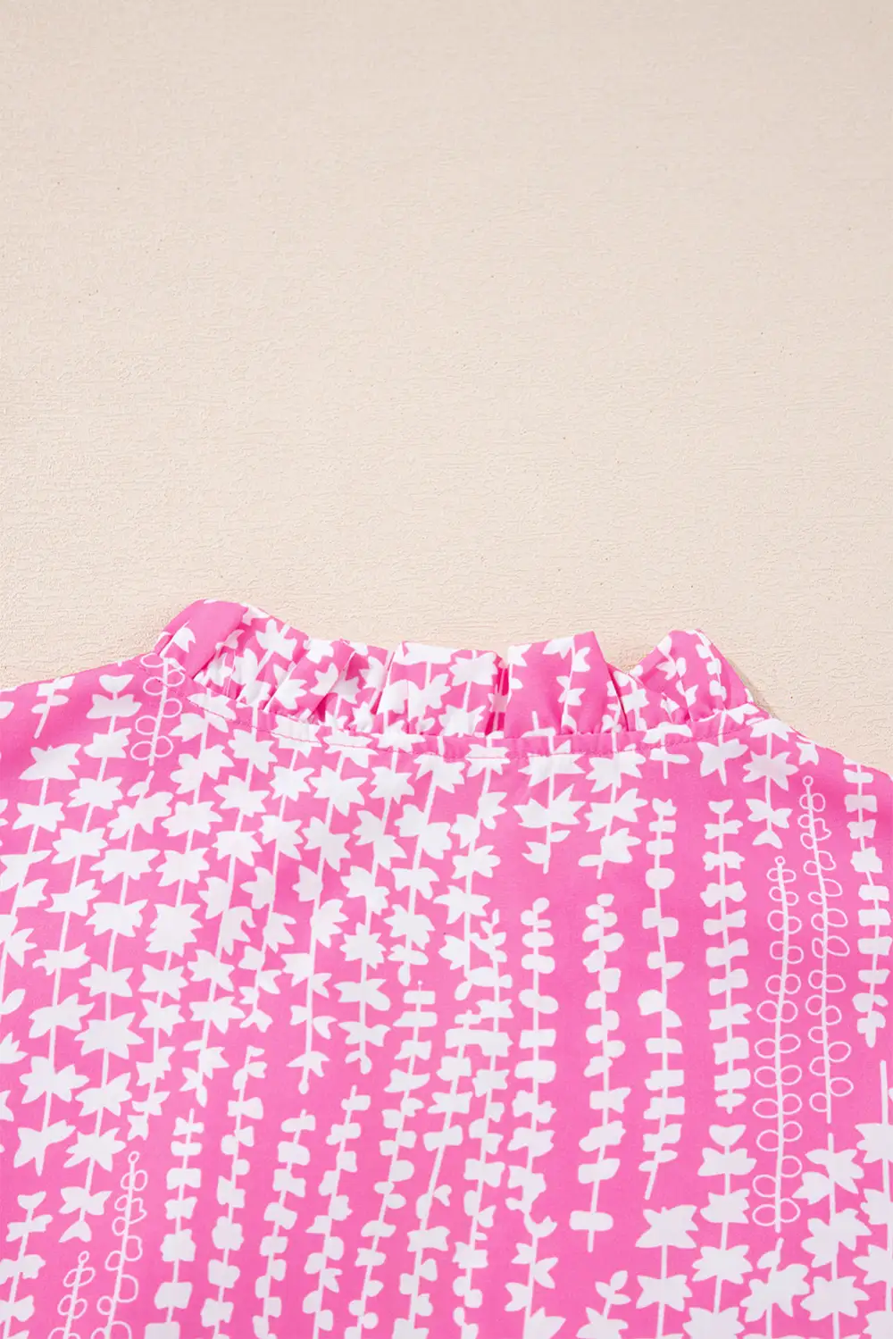 Abstract Print Ruffled V-Neck Blouse