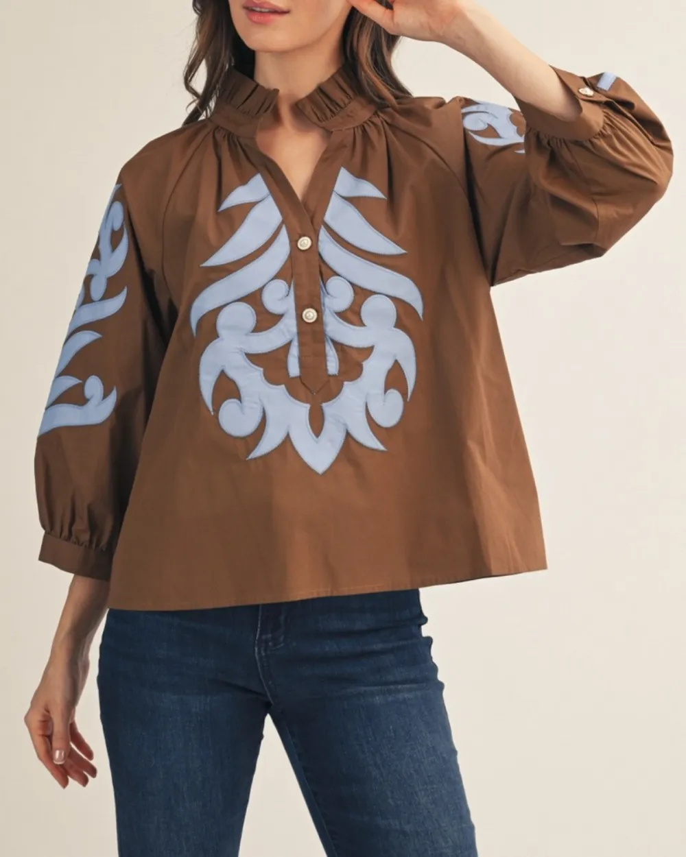 Textured Baroque Applique Top