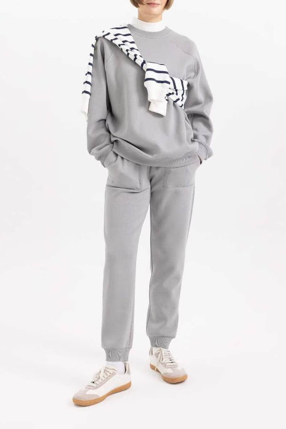 High-waisted Plain Long Pants