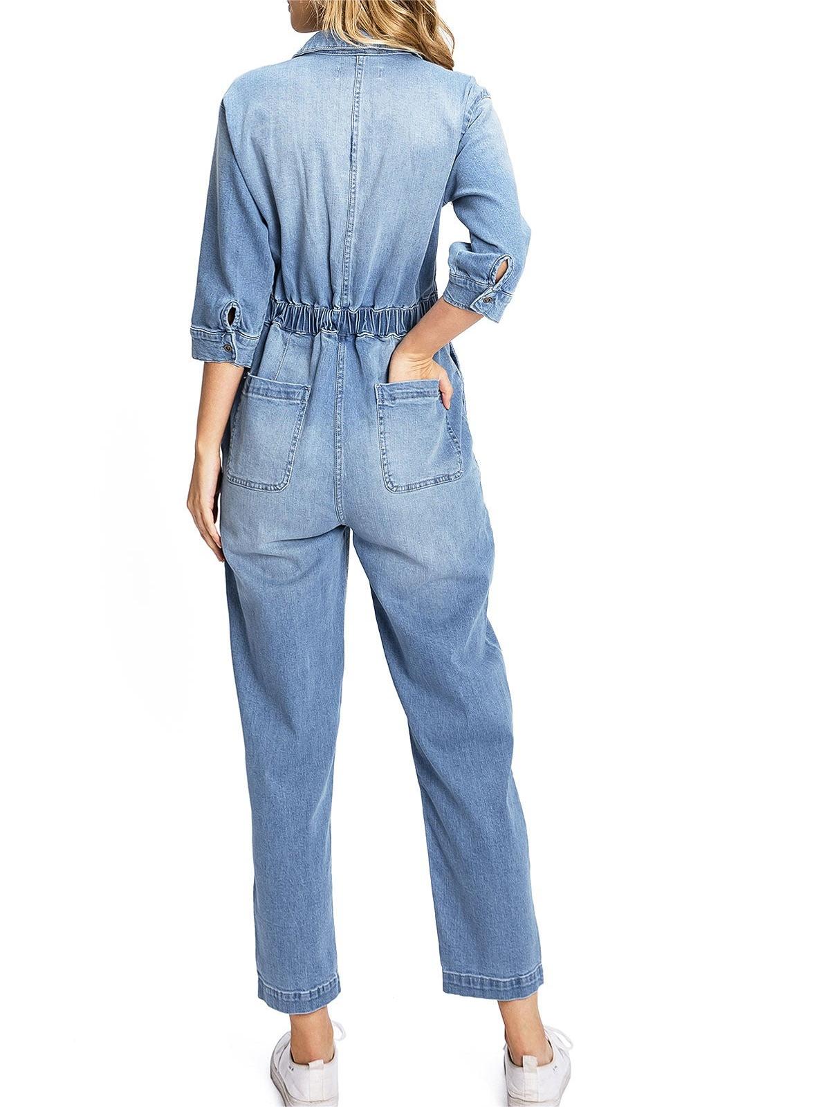 Light Blue Denim Relaxed Jumpsuit