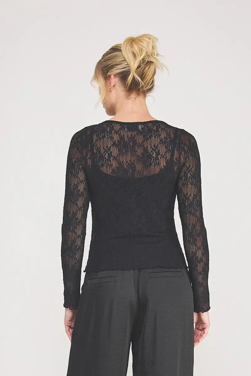 Relaxed Embroidered Mesh Top