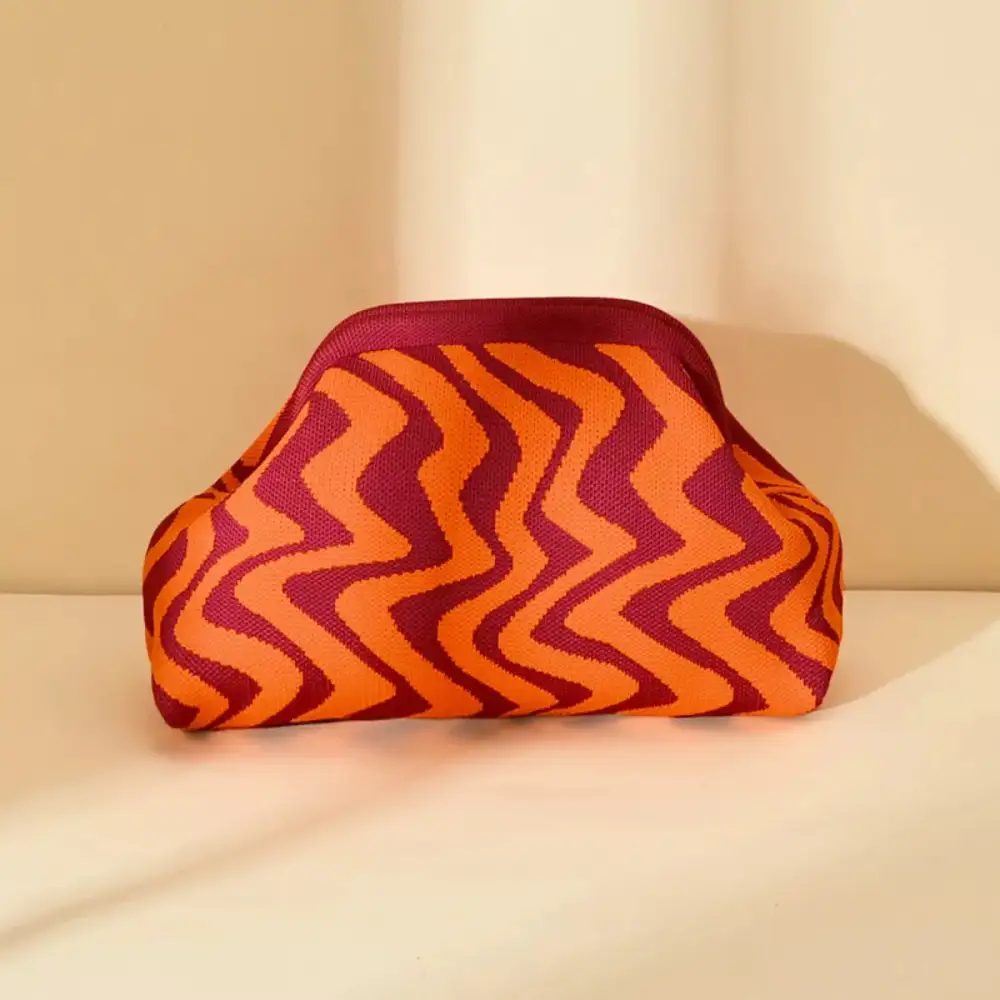 Portable Contrast Knit Clutch