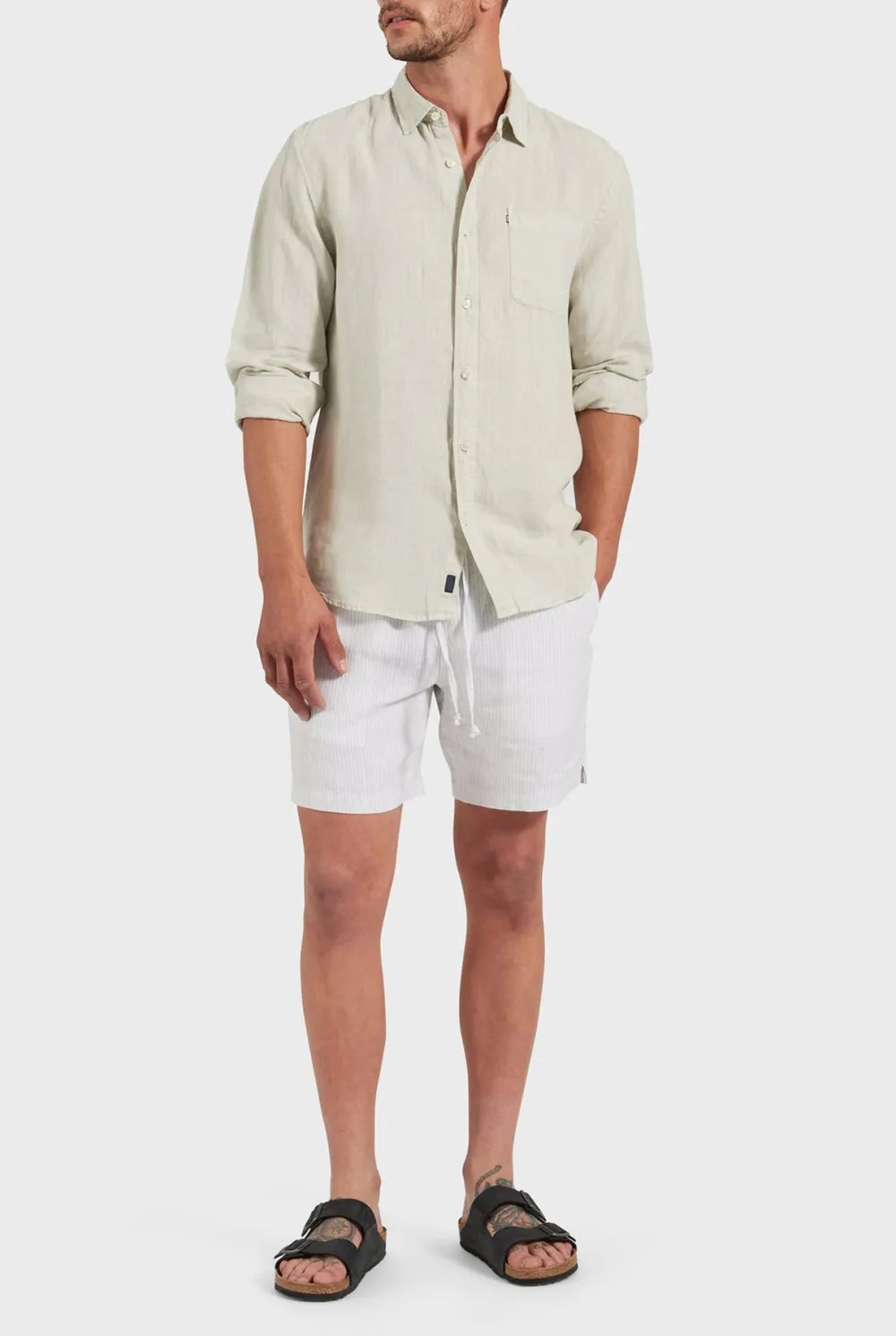 Hampton Linen Shirt- Sage green