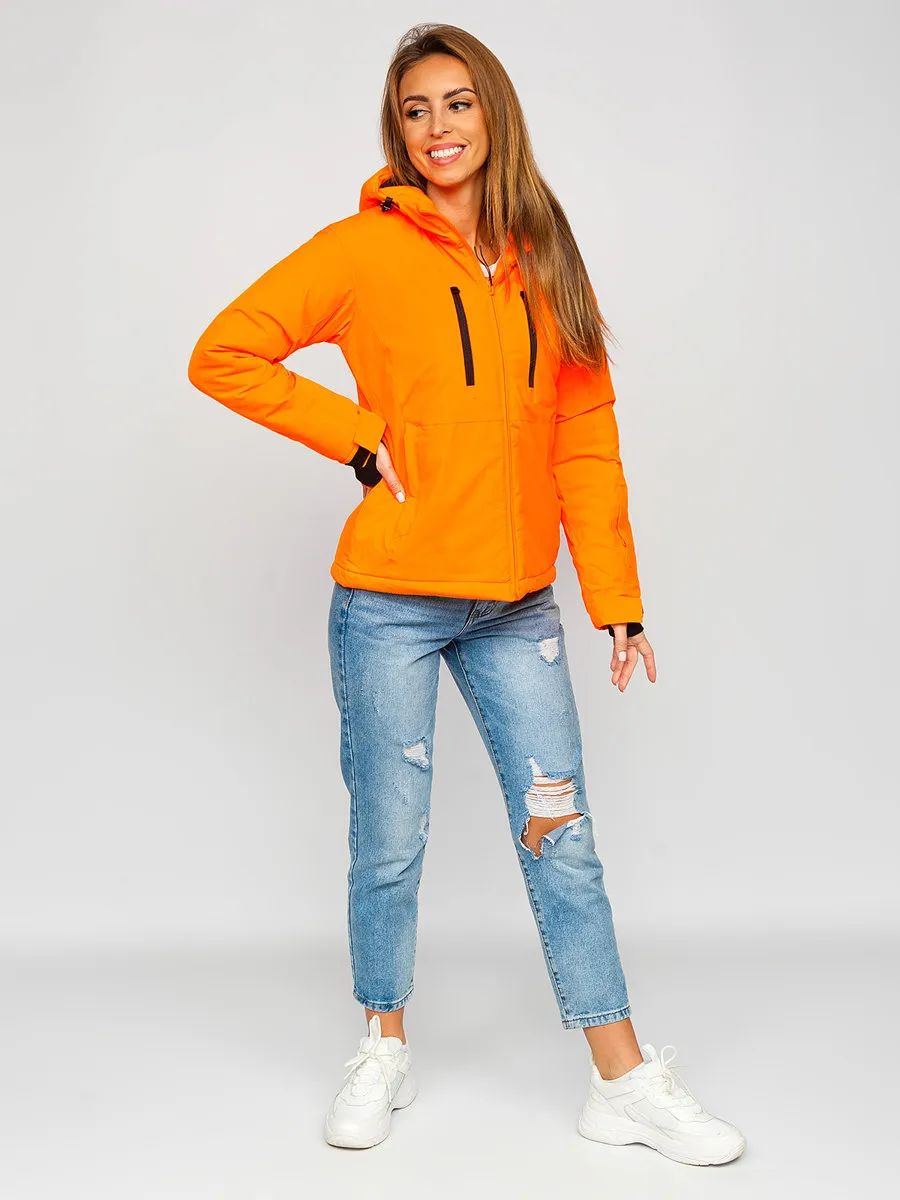 Orange women's winter ski jacket