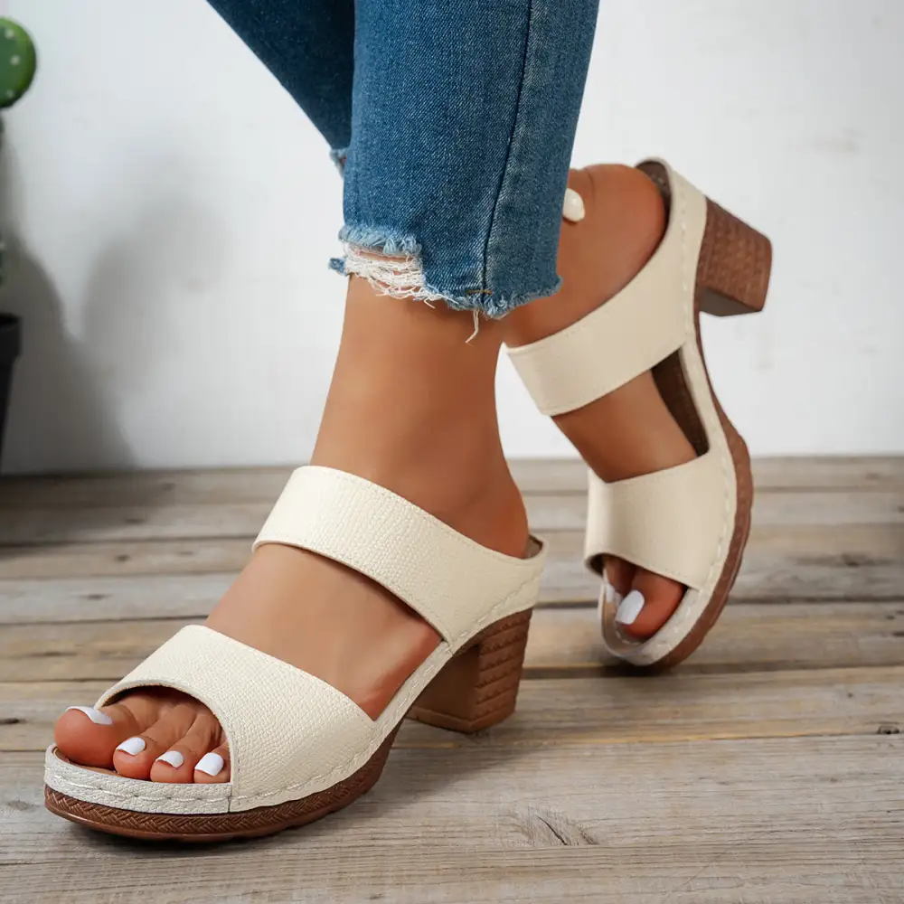 Modern Open Toe Block Heel Sandals