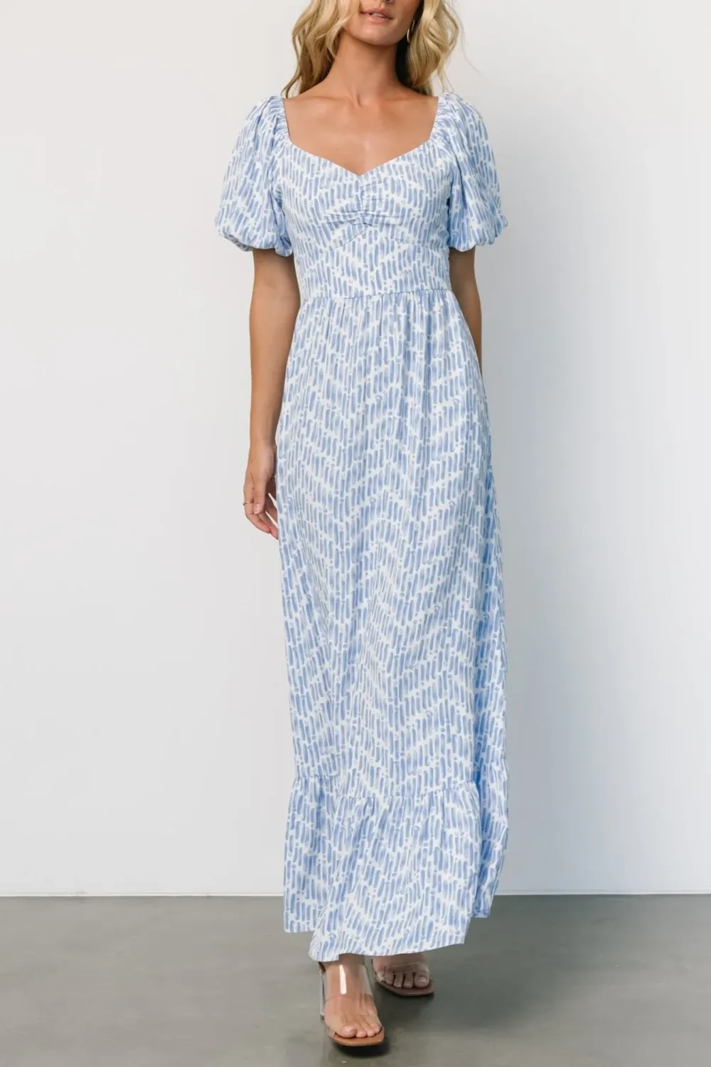 Ethereal And Breathable Chiffon Blue Printed Dress