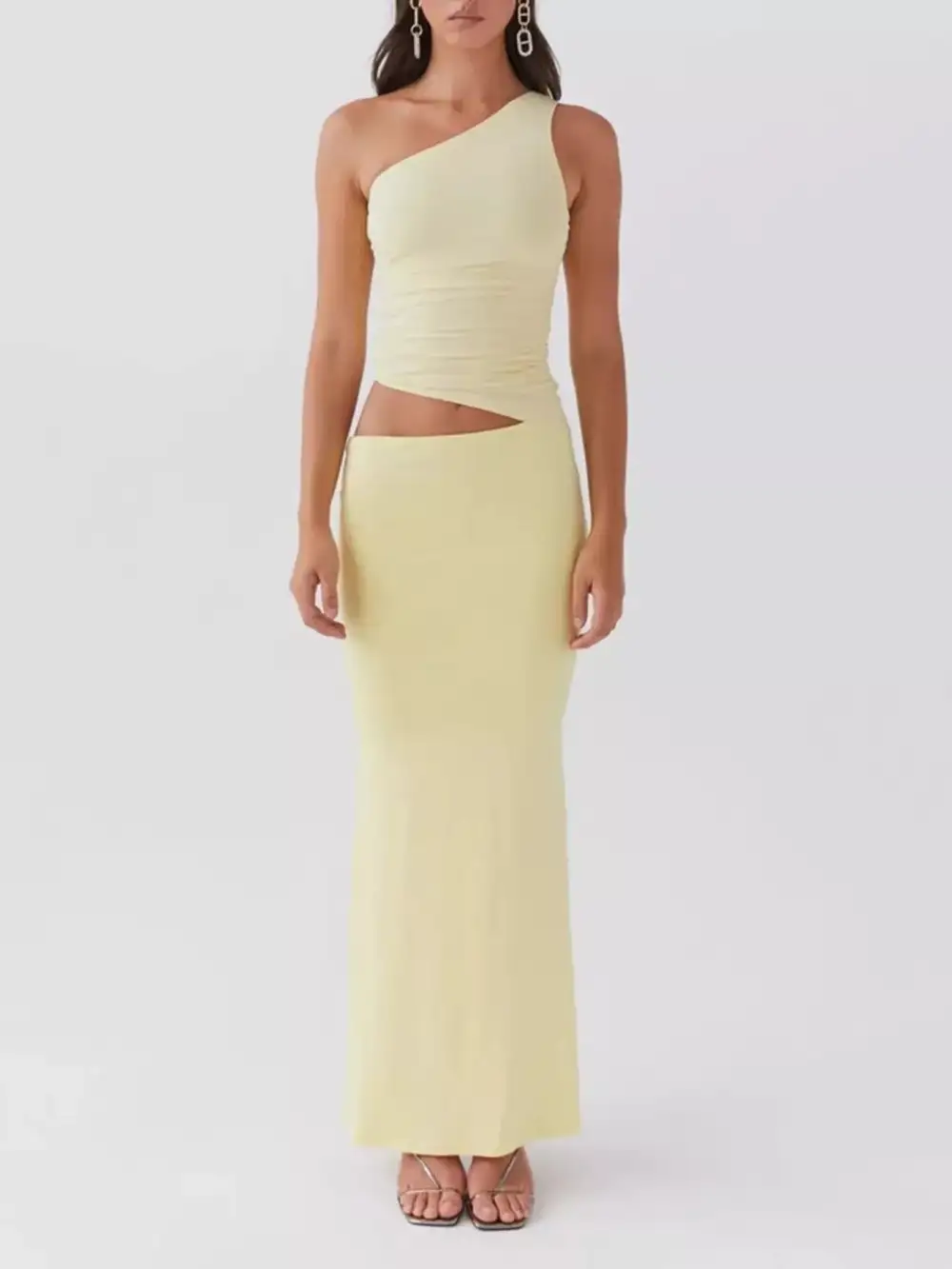 One Shoulder Ruched Coordinated Set