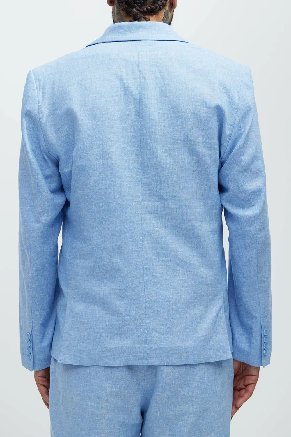 Linen Suit Jacket - Blue