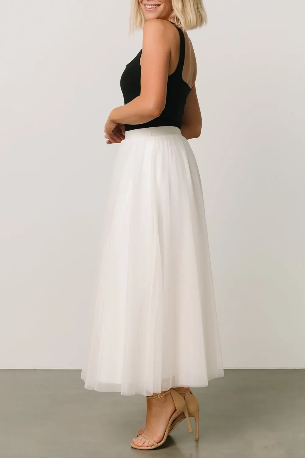 Minimalist High-Waisted Temperament Tulle Skirt