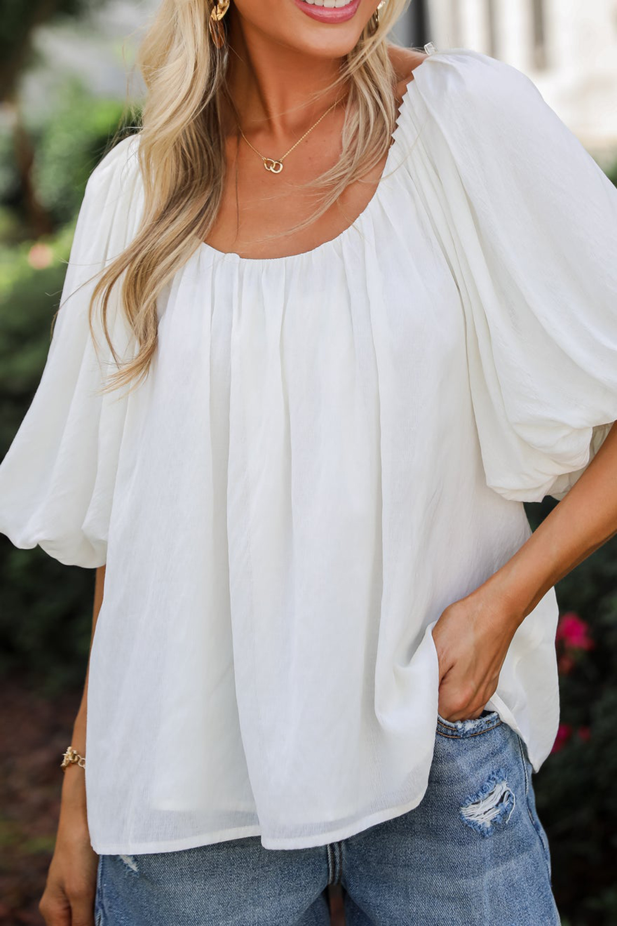 Classic Moment Off White Puff Sleeve Blouse