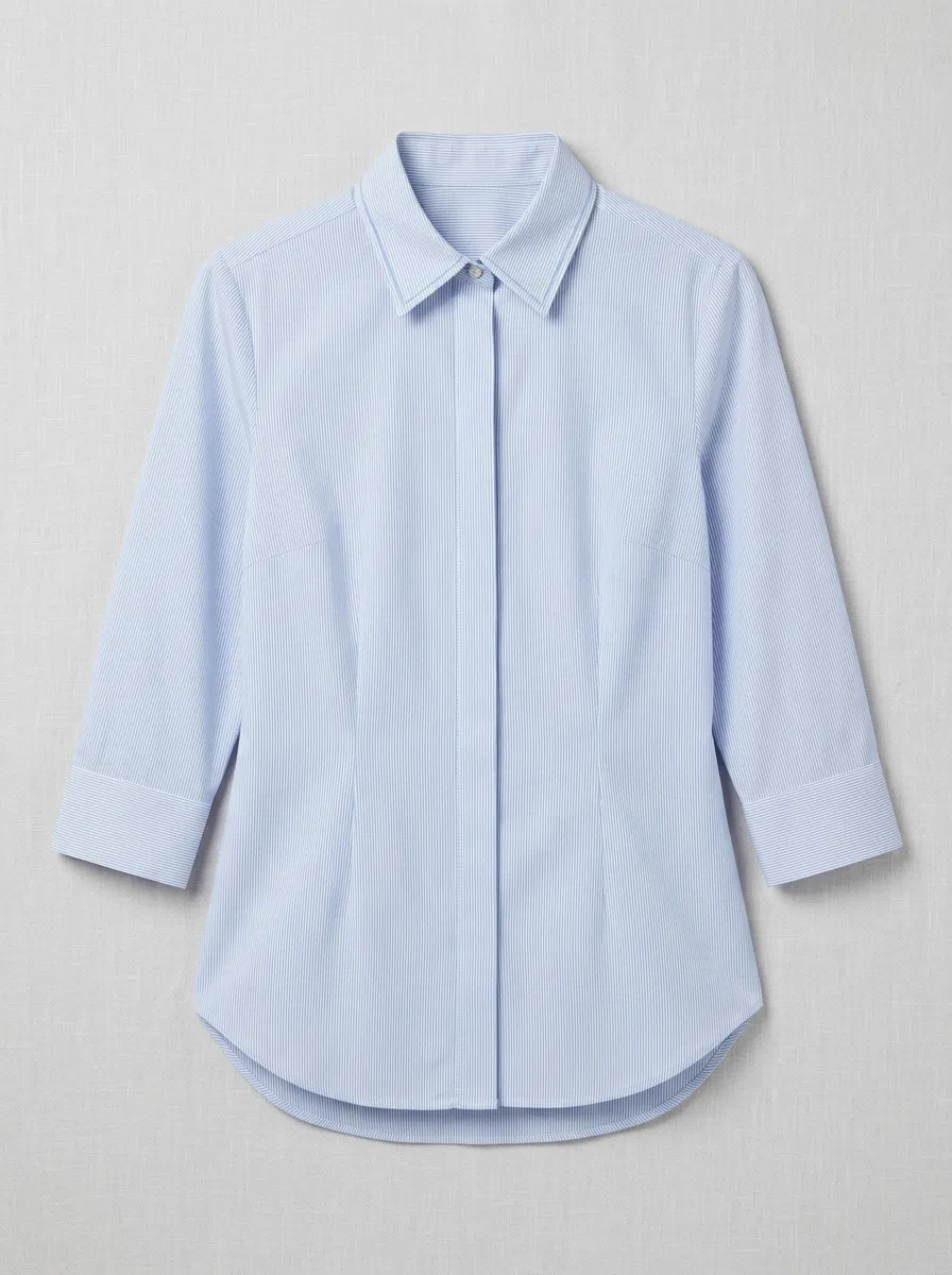 Women's Business Casual Blue Striped Printed Shirt