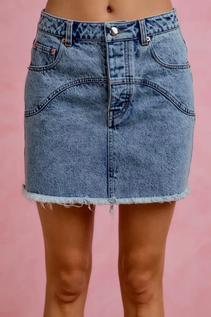 Simple Denim Cotton Blend Silhouette Skirt