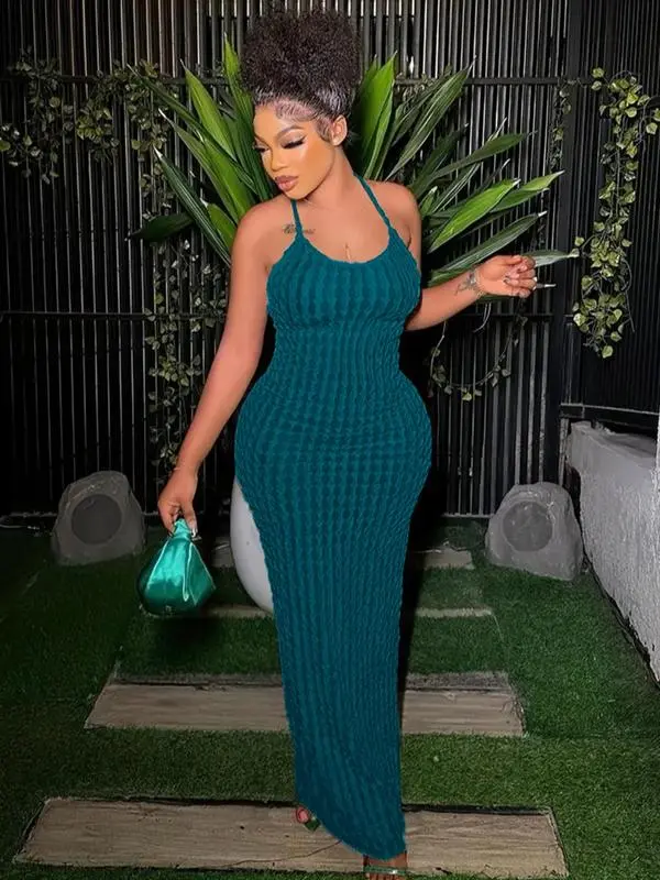 Women's Solid Backless Frill Trim Cami Dress