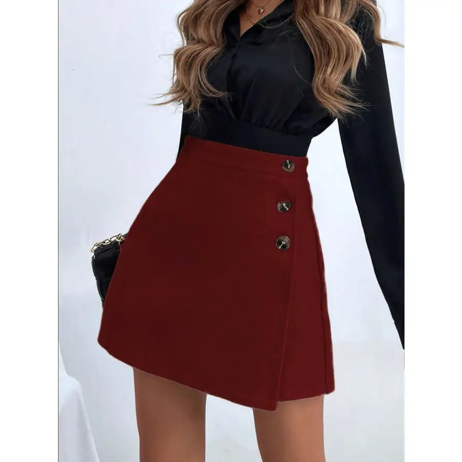 Buttoned Mini Skirt