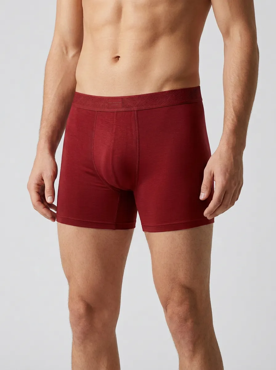 Men's Solid Navy Blue Plain Printed Boxer Briefs