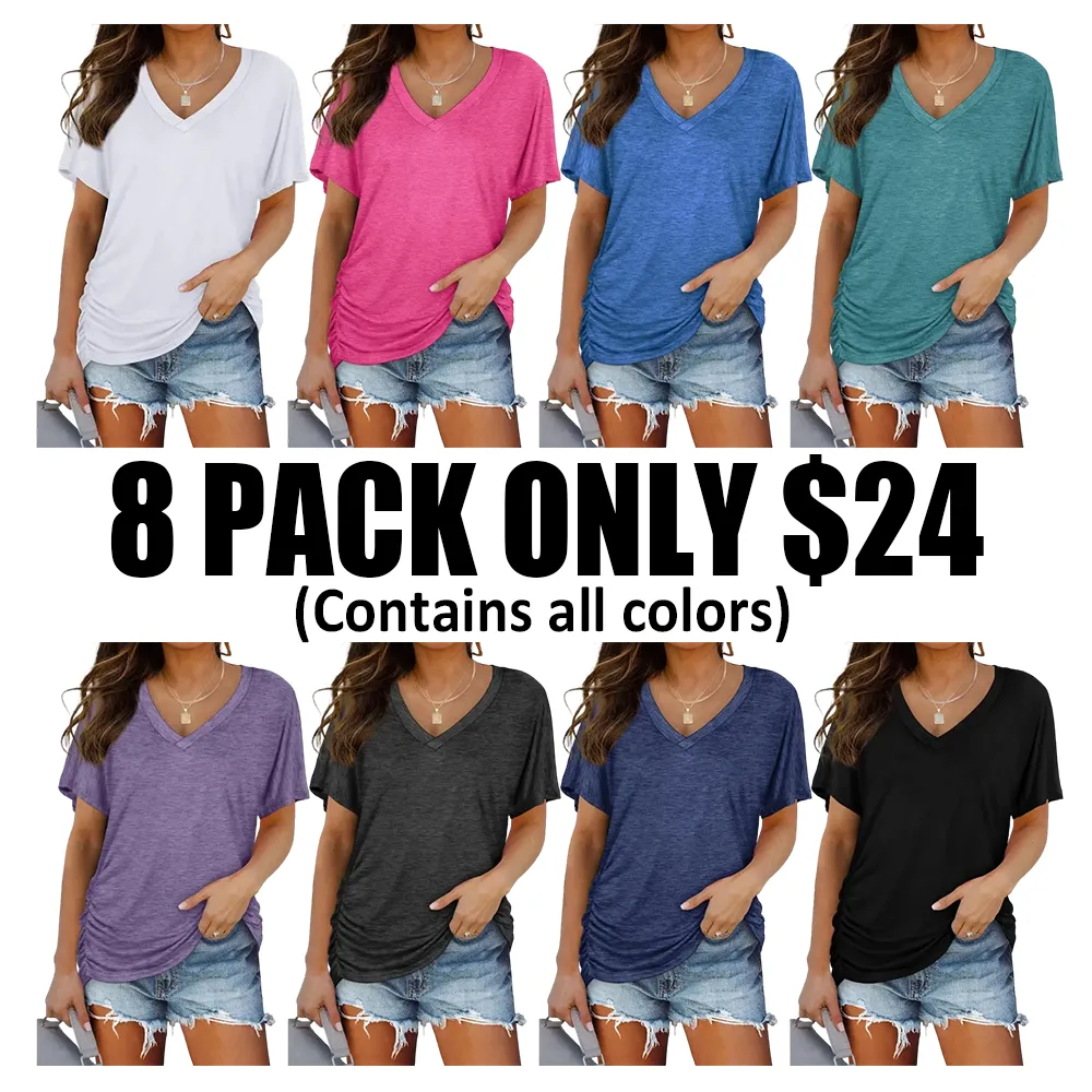 🔥Women's Short-Sleeved V-Neck Batwing Sleeve Top🔥10-Pack - All Colors Included, Only $32