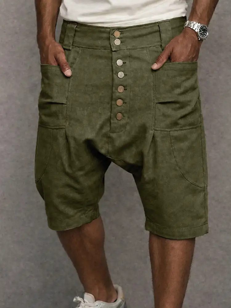 Men's Casual Cotton Drop Crotch Harem Shorts